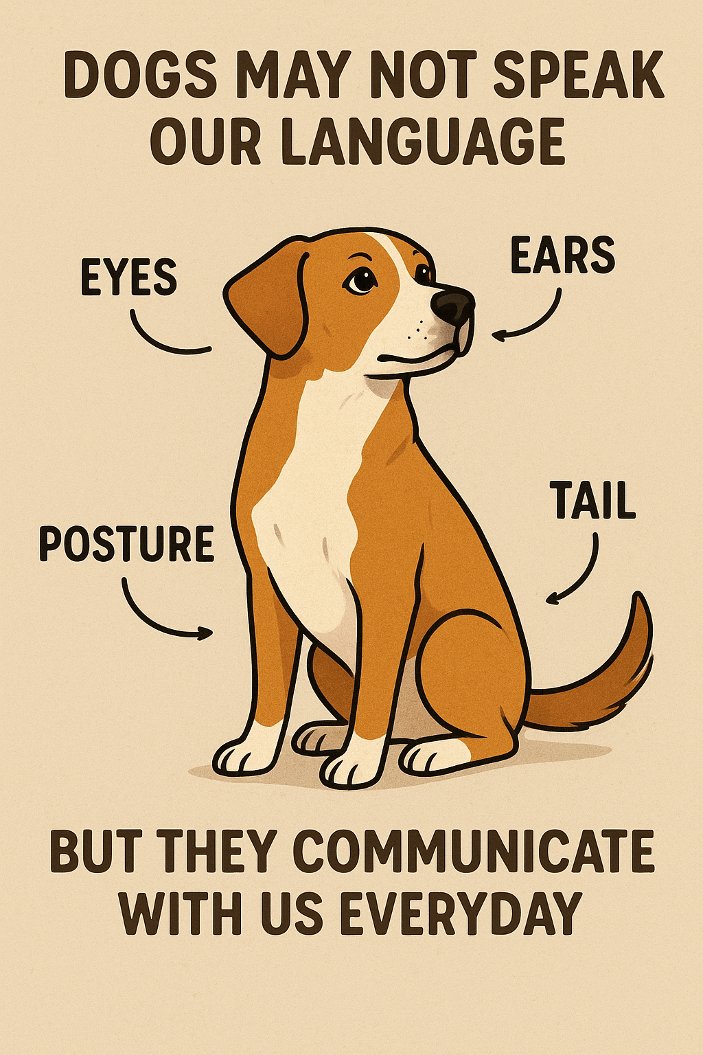 Image of brown and tan dog showing a dog body language .